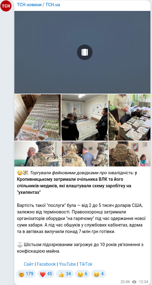Telegram publication screenshot