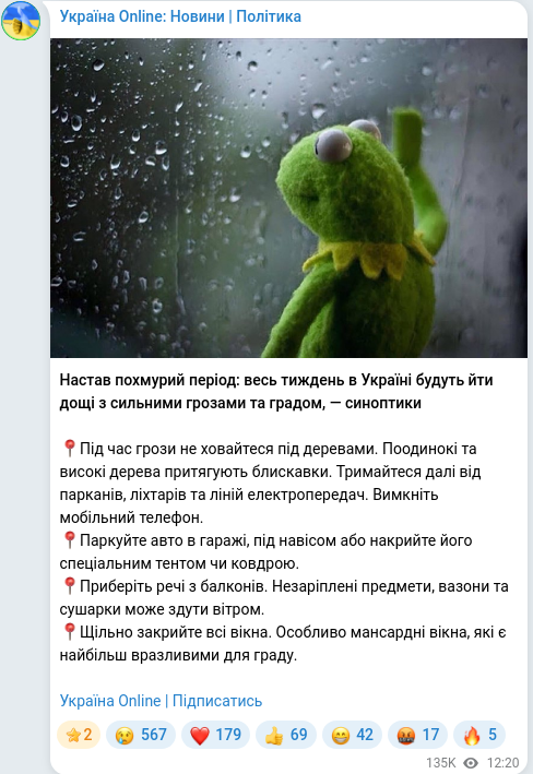 Telegram publication screenshot