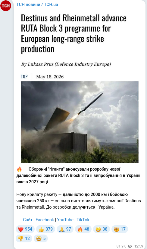 Telegram publication screenshot