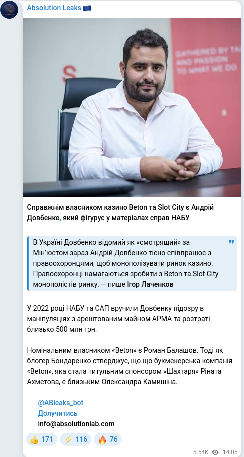 Telegram publication screenshot