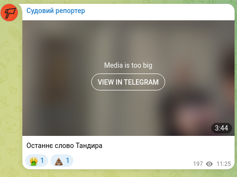 Screenshot of a Telegram post: The Last Word of Tandyr