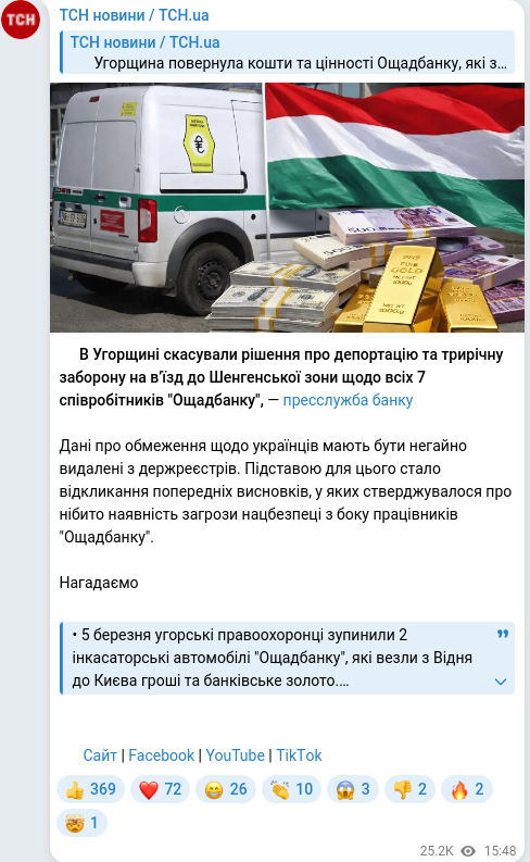 Telegram publication screenshot