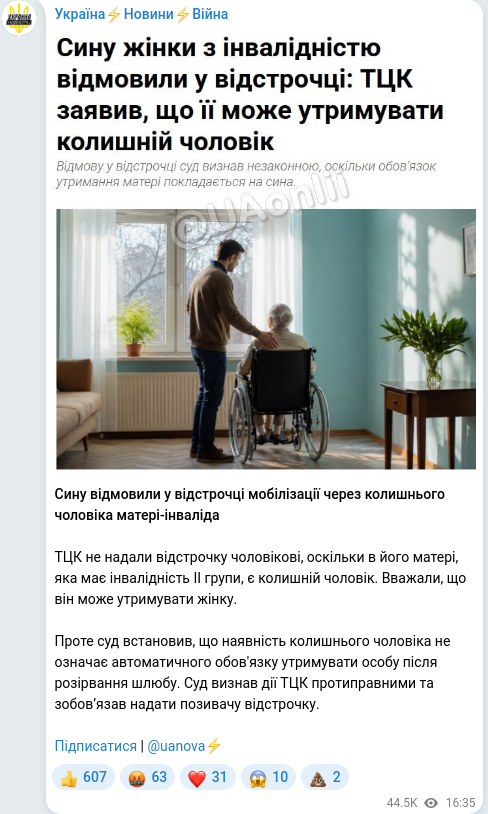 Telegram publication screenshot
