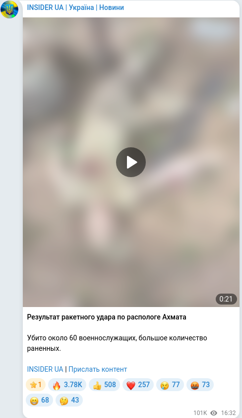 Telegram publication screenshot