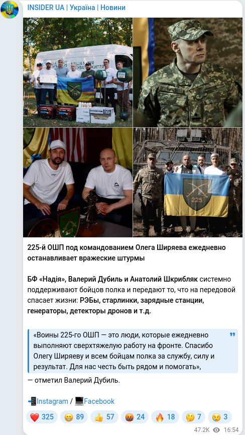 Telegram publication screenshot