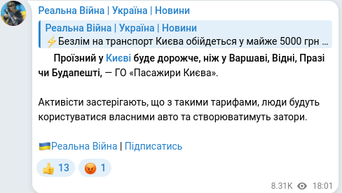 Telegram publication screenshot