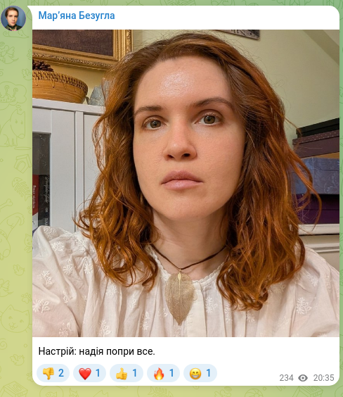 Screenshot of a Telegram post: Mood: hope despite everything.