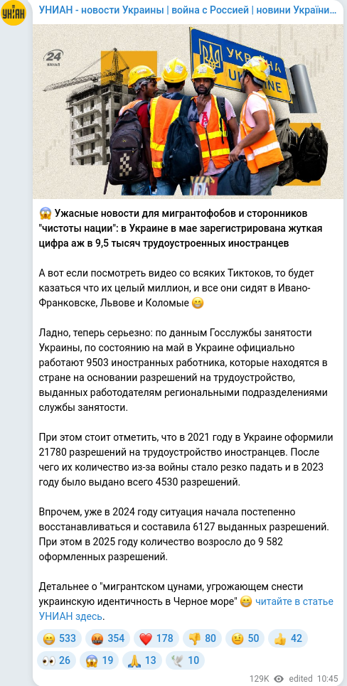 Telegram publication screenshot