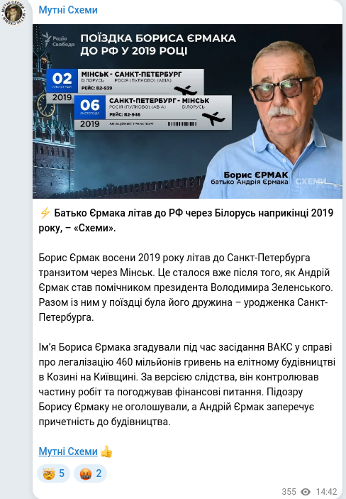 Скріншот Telegram-публікації