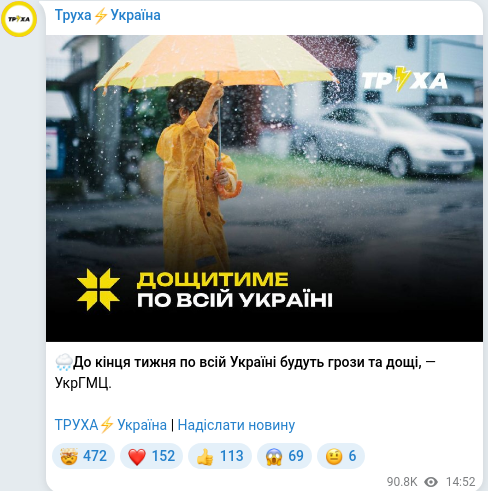 Скріншот Telegram-публікації