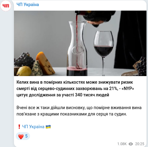 Скріншот Telegram-публікації