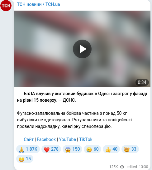 Telegram publication screenshot