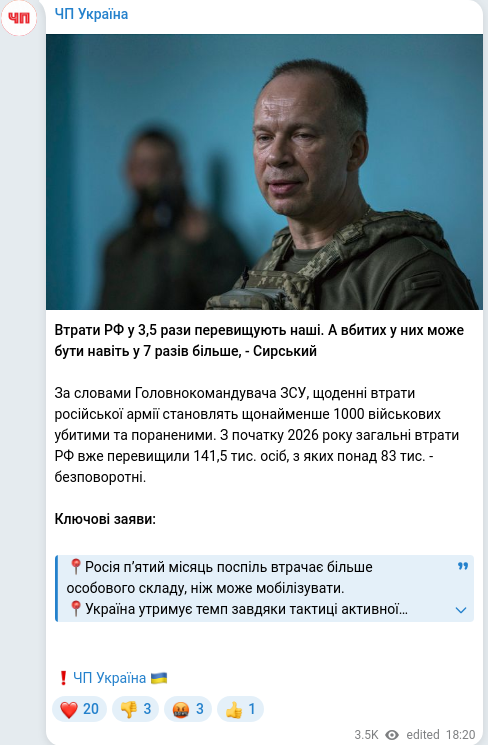 Telegram publication screenshot