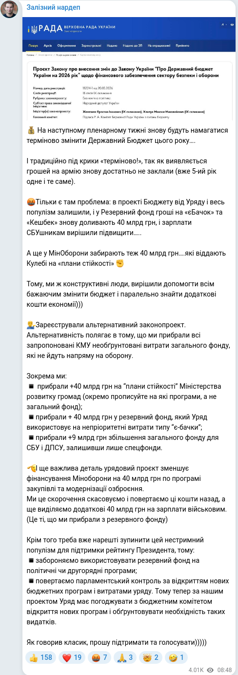 Telegram publication screenshot