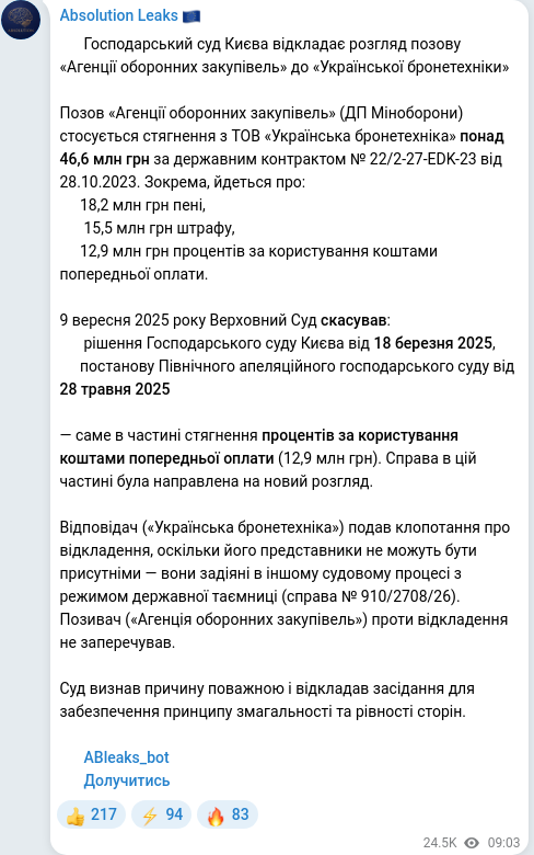 Скріншот Telegram-публікації