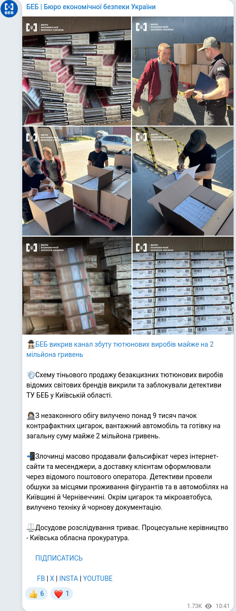 Telegram publication screenshot