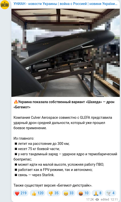 Telegram publication screenshot