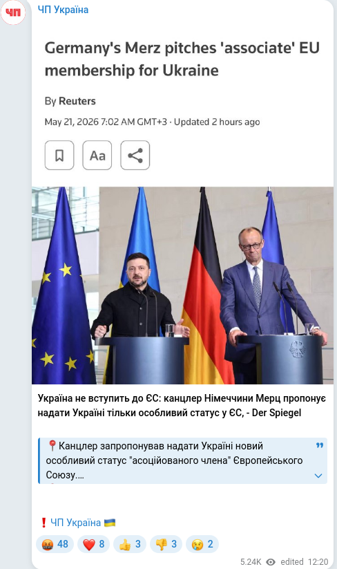 Telegram publication screenshot