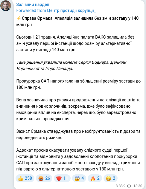 Telegram publication screenshot