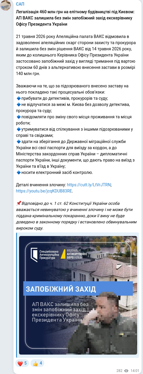 Telegram publication screenshot