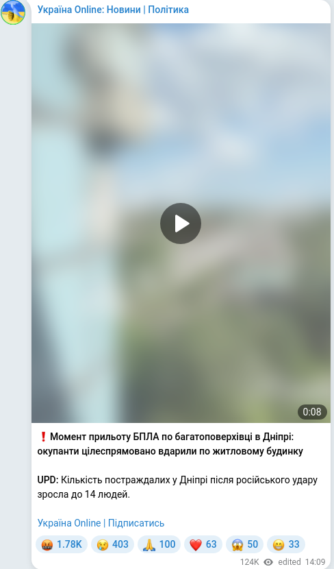 Telegram publication screenshot