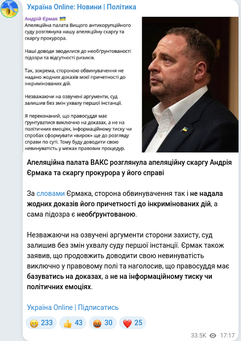 Telegram publication screenshot