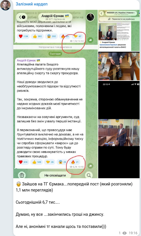 Скріншот Telegram-публікації