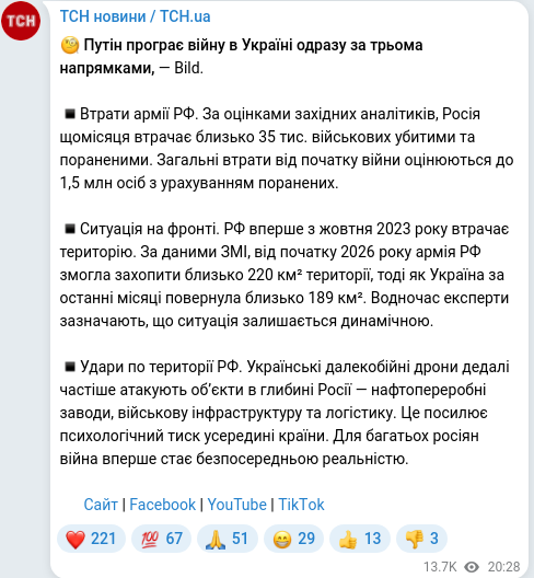 Telegram publication screenshot
