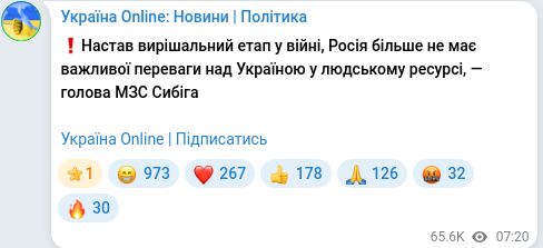 Telegram publication screenshot
