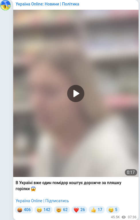Telegram publication screenshot
