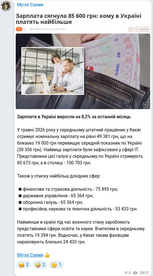 Telegram publication screenshot