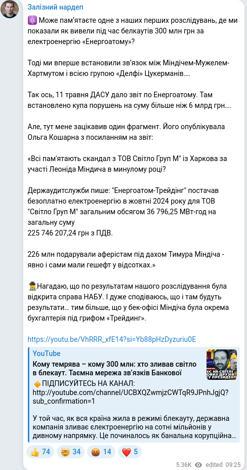 Telegram publication screenshot