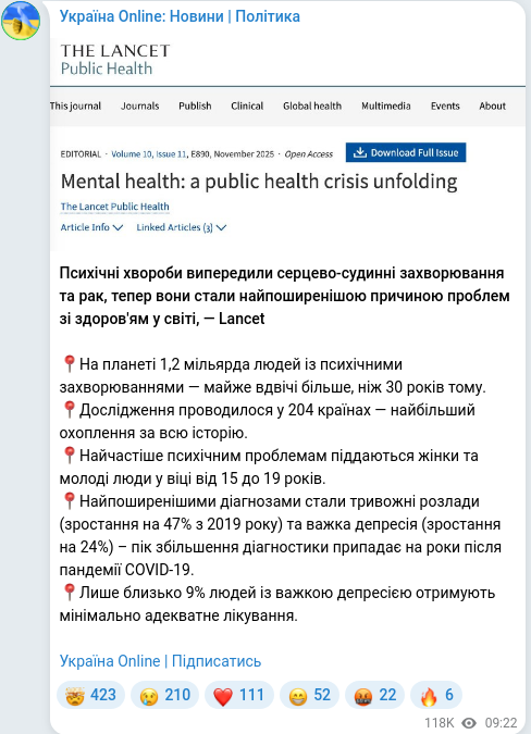 Telegram publication screenshot