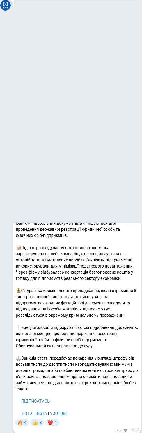 Telegram publication screenshot