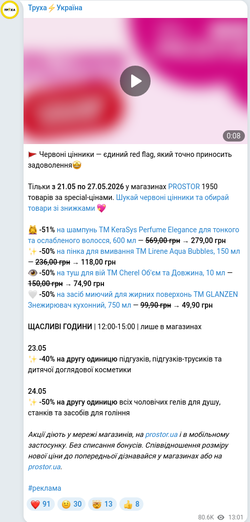 Telegram publication screenshot