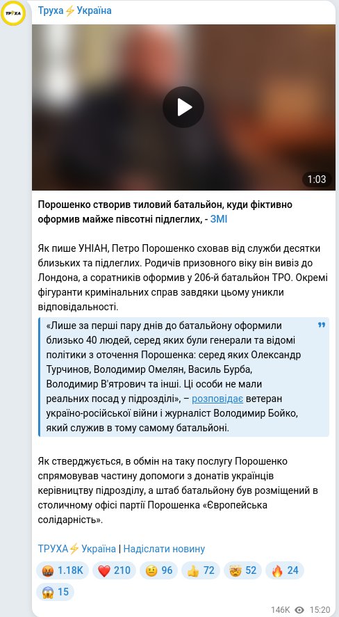 Telegram publication screenshot