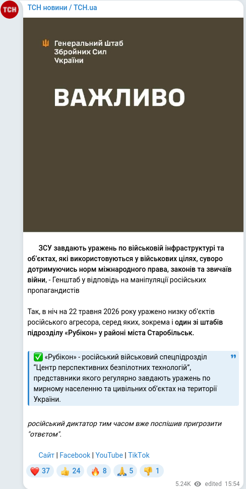 Telegram publication screenshot