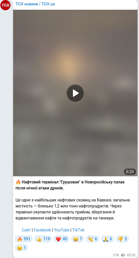 Скріншот Telegram-публікації