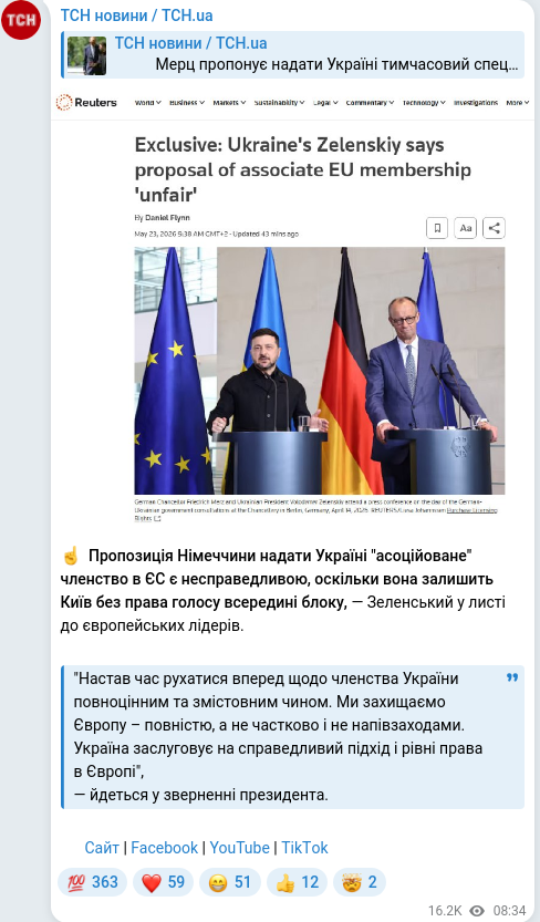 Telegram publication screenshot