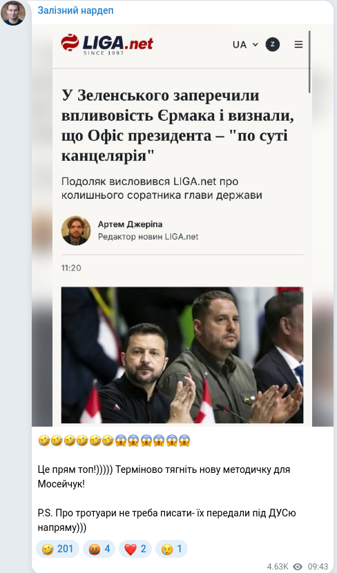 Telegram publication screenshot