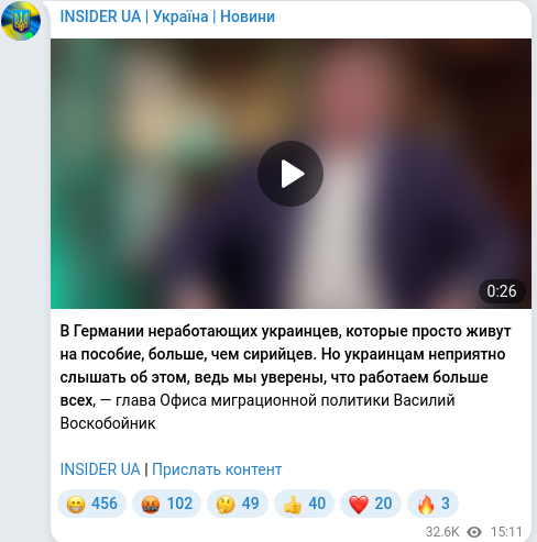 Скріншот Telegram-публікації