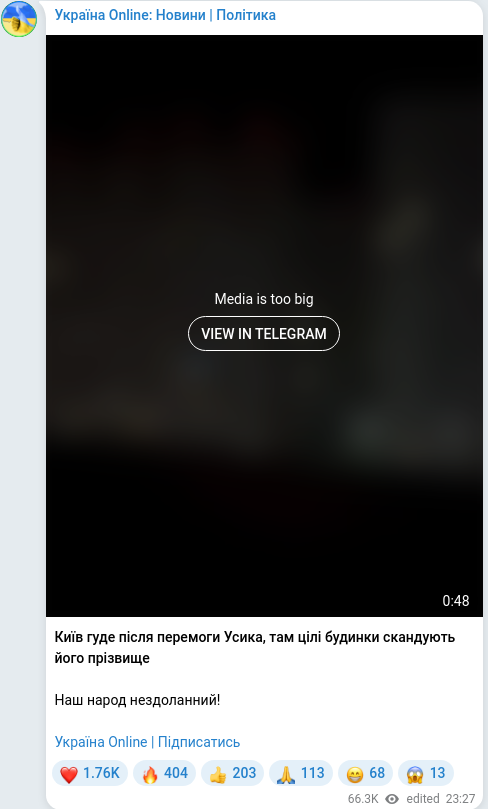 Telegram publication screenshot