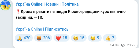 Telegram publication screenshot