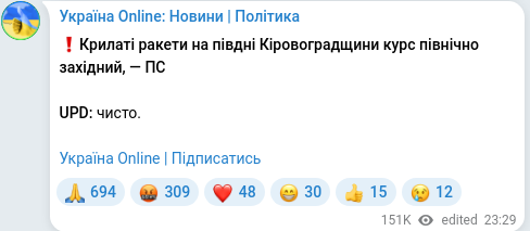 Telegram publication screenshot