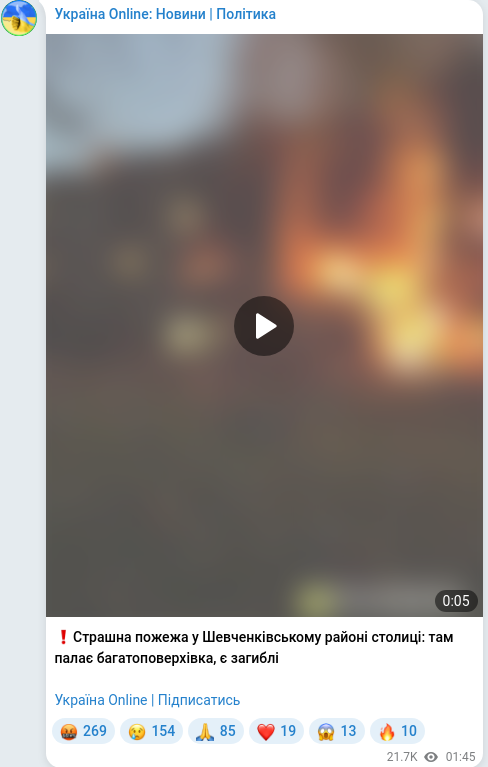 Telegram publication screenshot