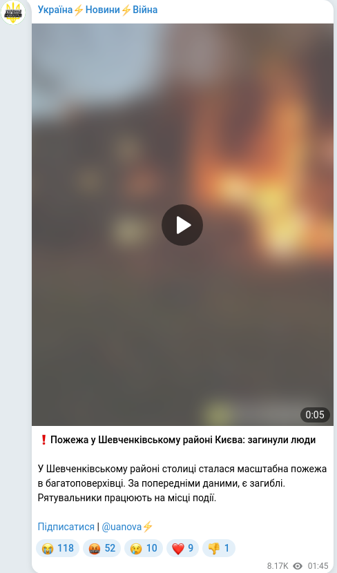 Telegram publication screenshot