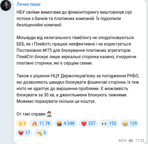 Telegram publication screenshot