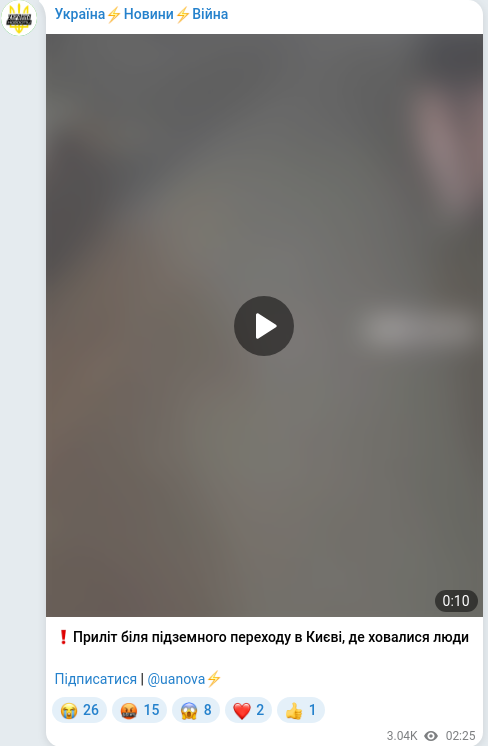 Telegram publication screenshot