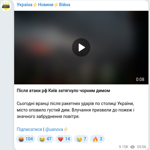 Telegram publication screenshot