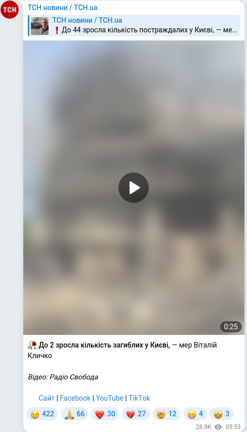 Telegram publication screenshot